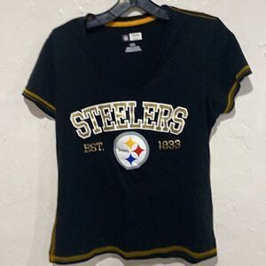 NFL Team Apparel women Steelers Short sleeve top sz Large EUC